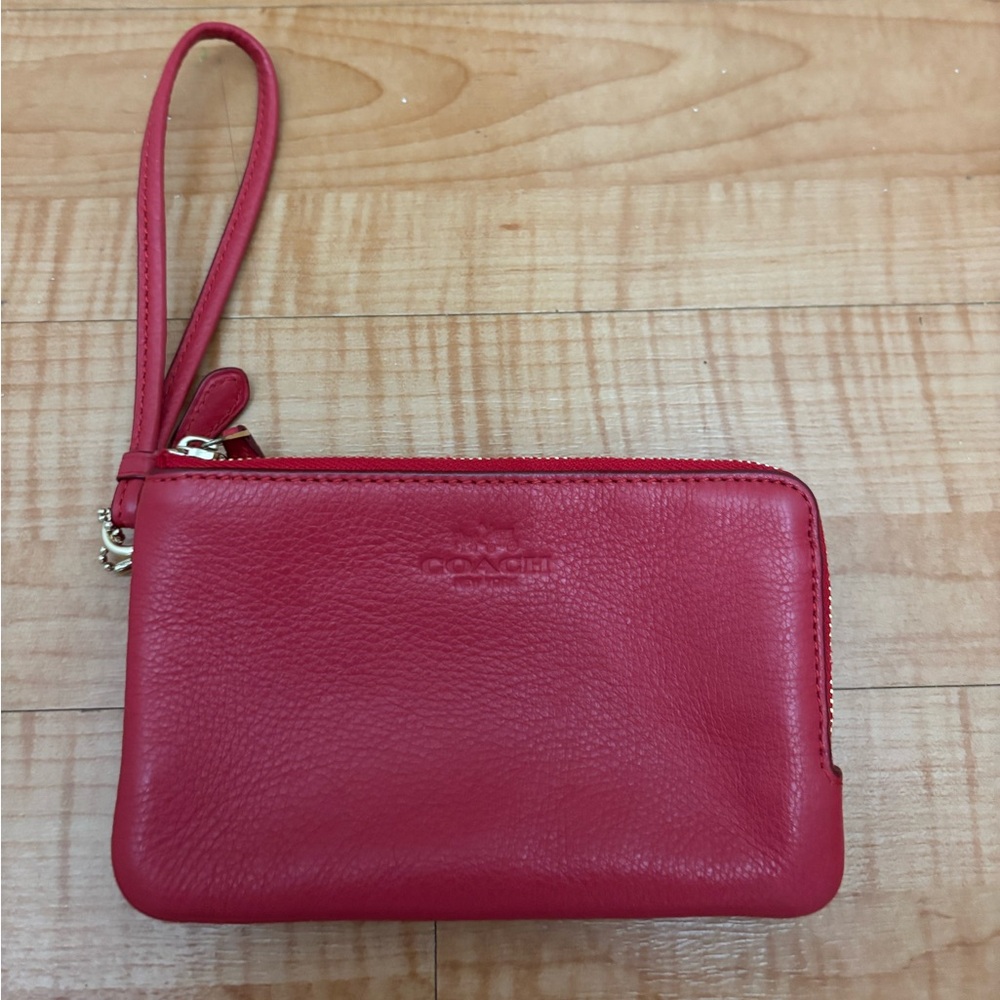 Coach Cherry Red Leather Wristlet